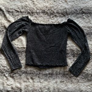 Juniors Hollister Off-the-Shoulder Long Sleeve Crop Top